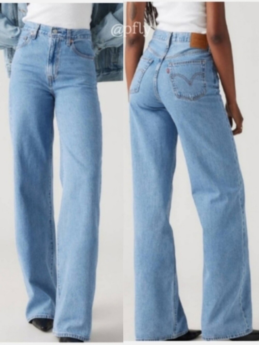 Levi's Ribcage Premium Wide Leg Blue Jeans